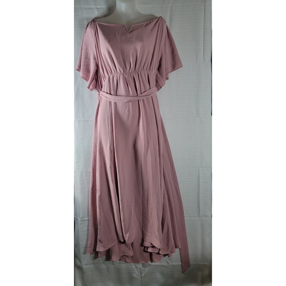 SCOMCHIC Womens Plus Size Formal A-line Side Split Dress Pockets Pink 3XL